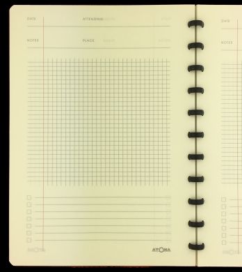 A4 Meeting Book with Cream Meeting Log Pages with 5x5 Squared Notes Area